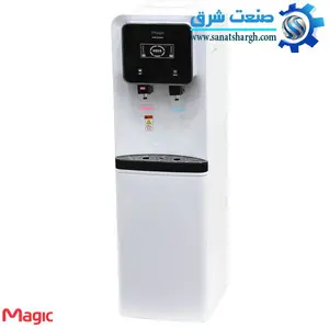 آبسردکن ایستاده مجیک مدل WDU-405B با بدنه سفید و ترکیب فلز و پلاستیک